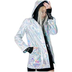 plus size holographic jacket